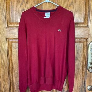 Men’s v-neck Lacoste light weight sweater, like new. Large